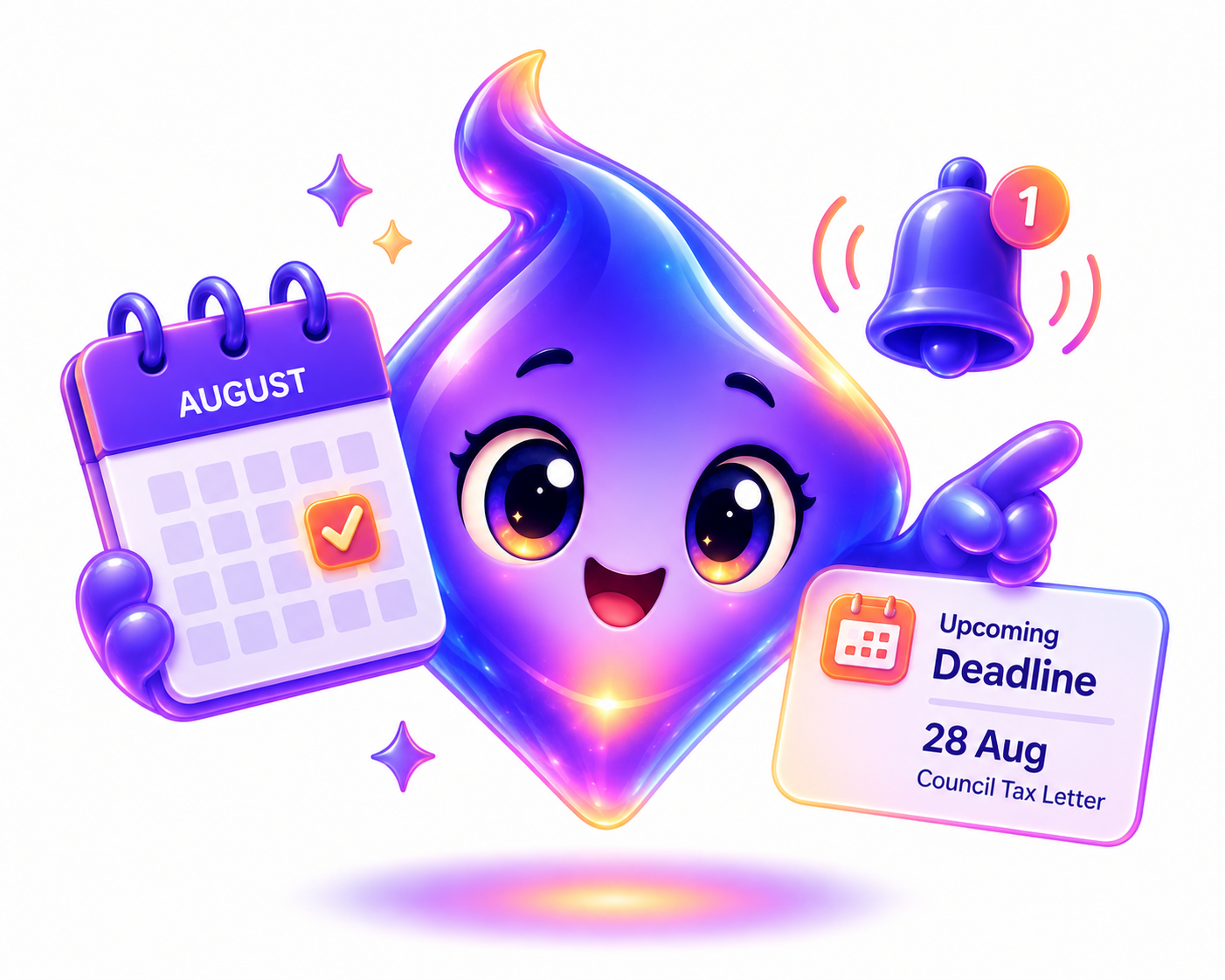 Clari showing a calendar and an upcoming deadline reminder